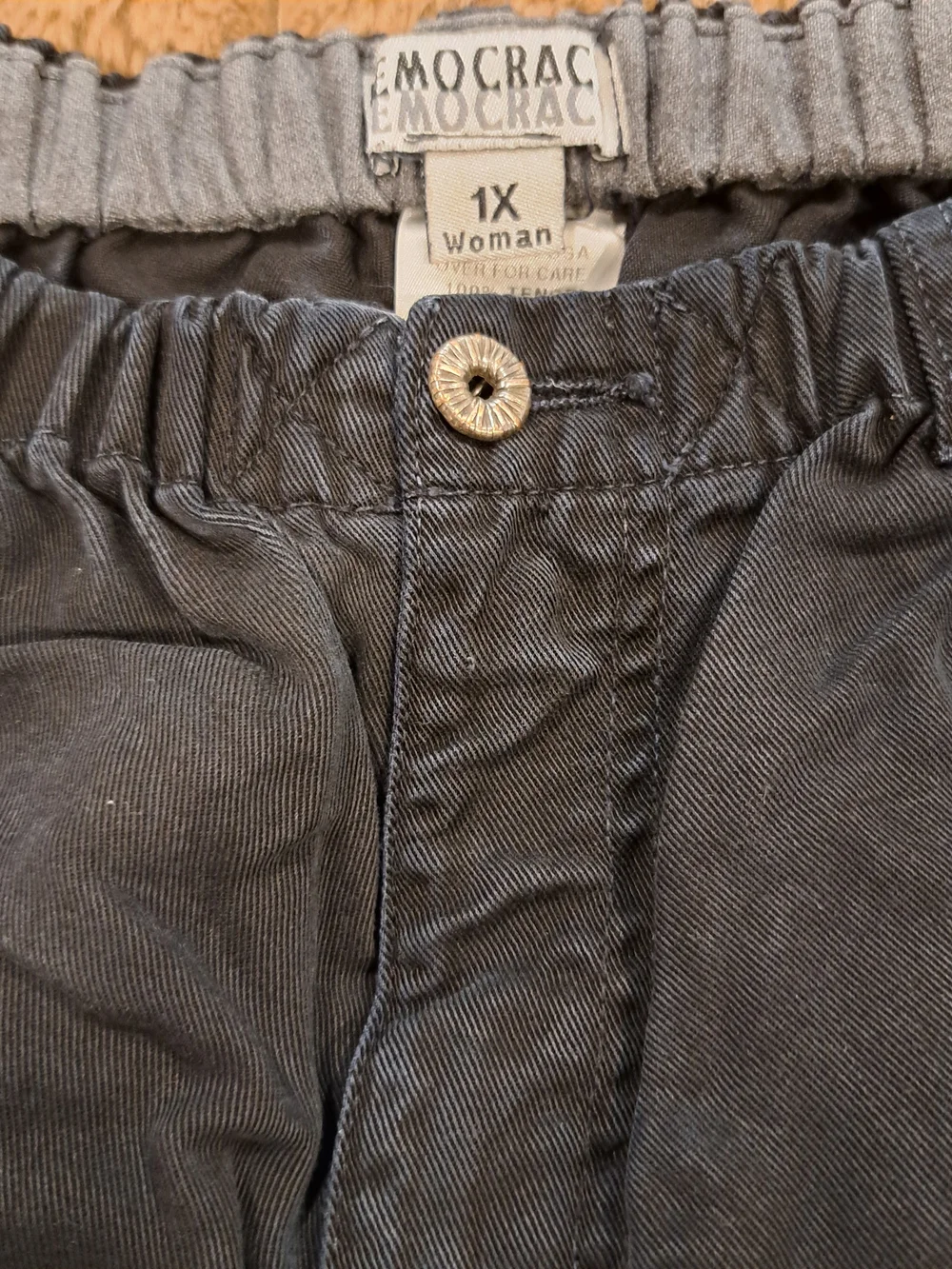 Democracy Women's Plus  Distressed Black Wide Leg Pull-On Pants Size 1X